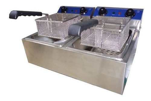 Fritador Eléctrico De Mesa Acero Inox 2 Cubas 6lts C/u