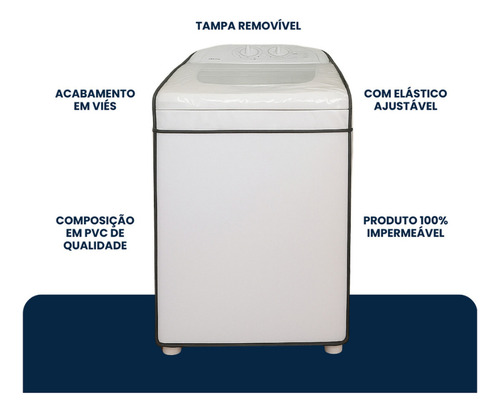 Capa Máquina De Lavar Roupas Pvc Transparente G 12kg À 16kg Ntb