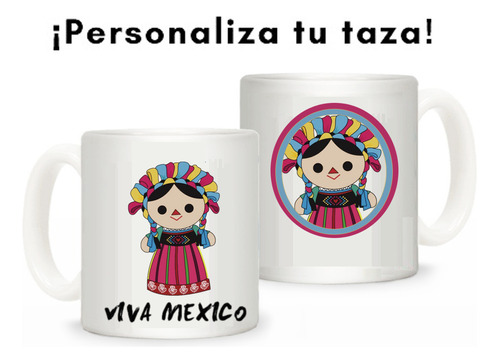 Taza Muñeca Mexicana Lele Personalizada Cantarito Cafe #2