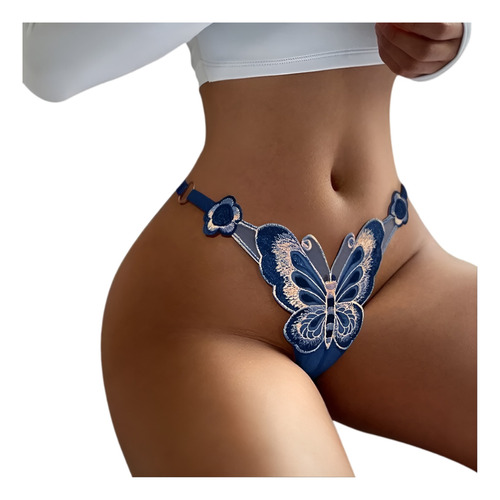 Calzón Braga Tanga Sexy Bordado Mariposa Cintura Ajustable