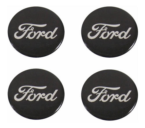 Adesivos Emblema Roda Compatível Ford 48mm Resinado Cl10 Cor PRETO E ESCRITA CROMADA