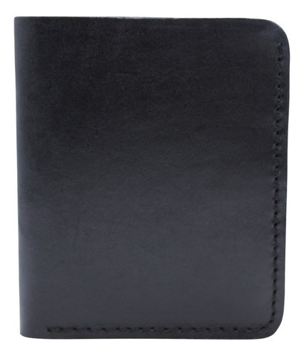 Tarjetero Plegable Cartera Ligera Moderna Piel Genuin Pullup Color Negro