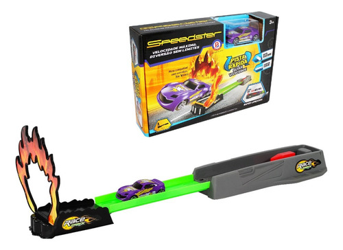 Pista Brinquedo Speedster Super Velocidade Carrinho Lançador Cor Cinza