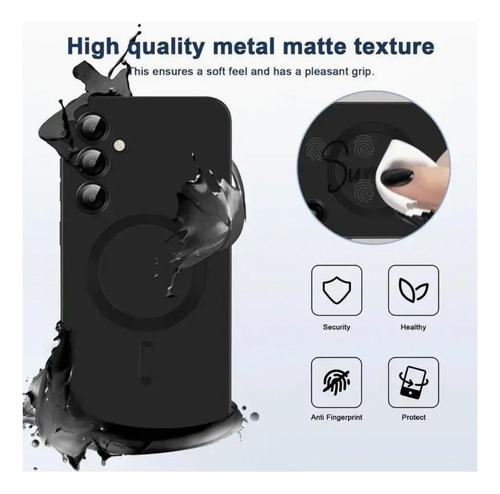 Funda Magsafe Protector Lente Cámara Uso Rudo Para Samsung Negro S25 Plus