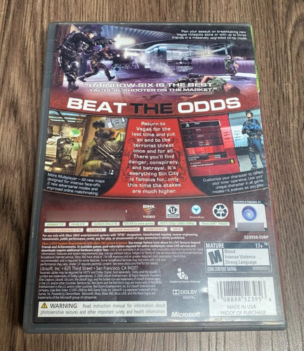 Juego Tom Clancys Rainbow Six Vegas 2 Xbox 360 Original (Usado)