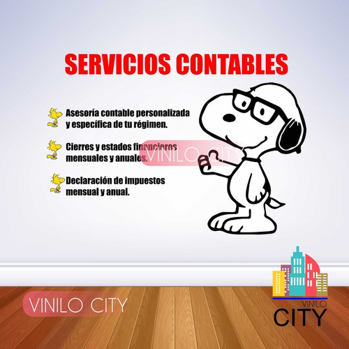 Vinil Decorativo Snoopy Contador Servicios Contabilidad