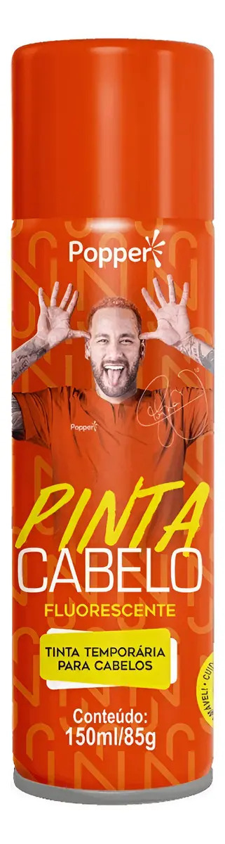 Tinta Temporária Popper Neymar Jr Spray de Cabelo Laranja 150ml / 85g