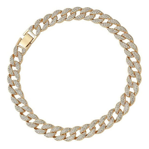 Cadena Eslabones Cubanos Dorada Brillantes Premium 60 Cm