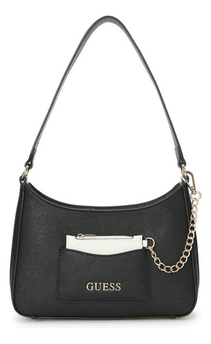 Bolsa Guess Factory Sa960317-bml Acabado De Los Herrajes Níquel Color Negro Correa De Hombro Negro Diseño De La Tela Lisa