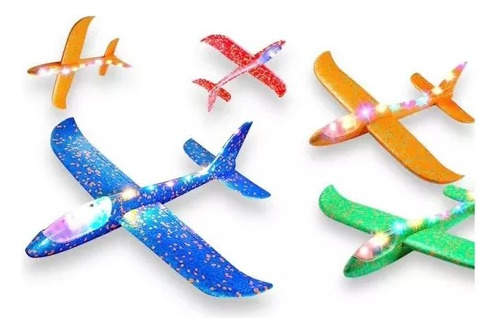 Pack 10 Aviones De Plumavit Con Luces Sorpresa Cumpleaños