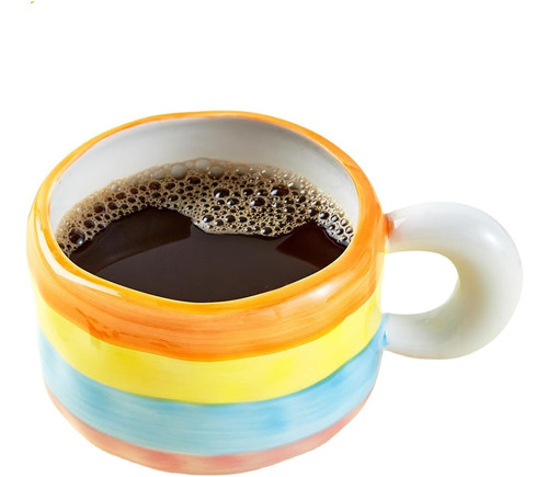 Tazas De Café De 14 Oz Pintadas A Mano Con Arco Iris, Regalo