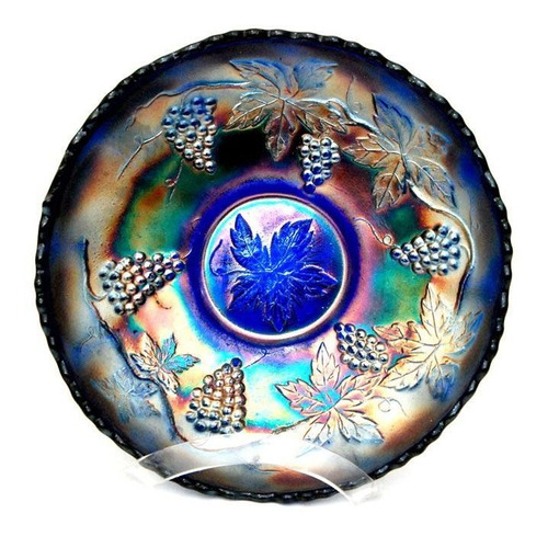 Carnival Glass Fenton Vintage Leaf Bowl E.u.a. 1905. Azul