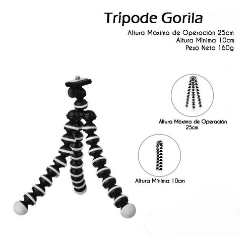 Tripode Flexible Rosca Camara Celular Gorila 23 Cm Tr1