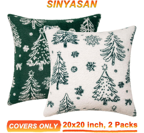 Cubiertas De Almohada De Árbol De Árbol De Navidad Verde Sin