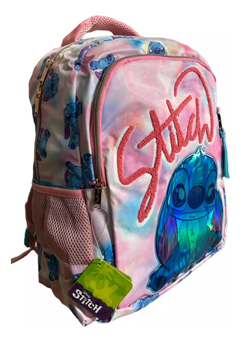 Mochila Escolar Primaria Stitch Truzt Color Rosa Diseño De La Tela Lisa