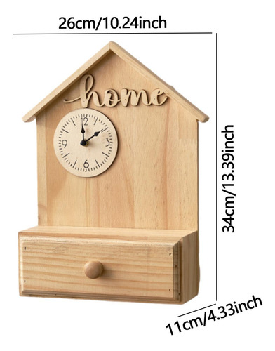 Reloj De Pared Decorativo Con Cajón, Silencioso, Sin Caqui