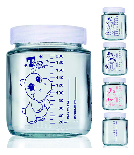 Imagem 1 de 1 de Kit 5 Copos Armazenar Leite Materno -200ml