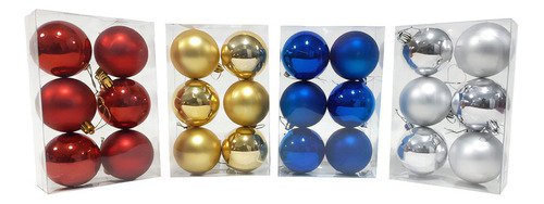Adornos De Navidad Bolas  7cm X12 Unid   * Sheshu Navidad Color Dorado