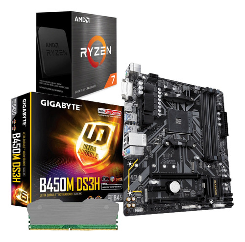 Combo Board B450m Procesador Amd Ryzen 7 5700x Ram 32gb Pc