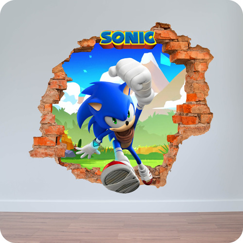 Vinilo Pared Rota 3d Sonic The Hedgehog 80x80