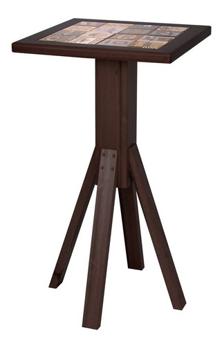 Jogo De Mesa Bar Bistrô C/ Cerâmica Com 4 Banquetas Madeira