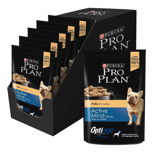 Imagen 1 de 5 de Pouch Pro Plan Active Mind 100g Pollo En Salsa (caja 12un)