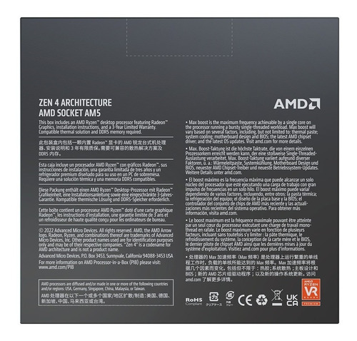 Procesador Amd Ryzen 9 12 Núcleos 7900x Am5 Ddr 4.7 Ghz