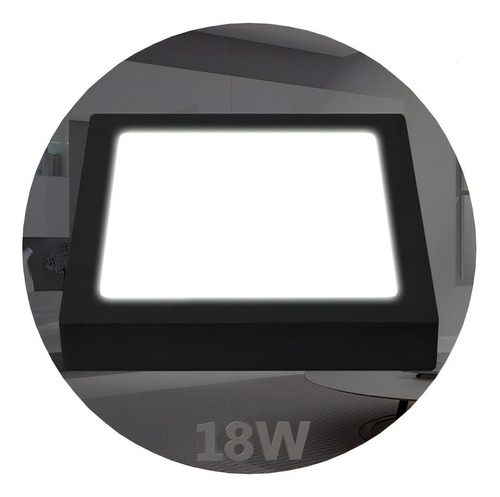 Plafon Led Cuadrado Aplicar 18w Panel Borde Negro Exterior Color de la luz Blanco frío