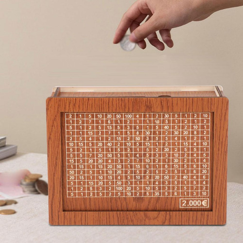 Hucha De Madera Con Contador De Motivación 2000euros