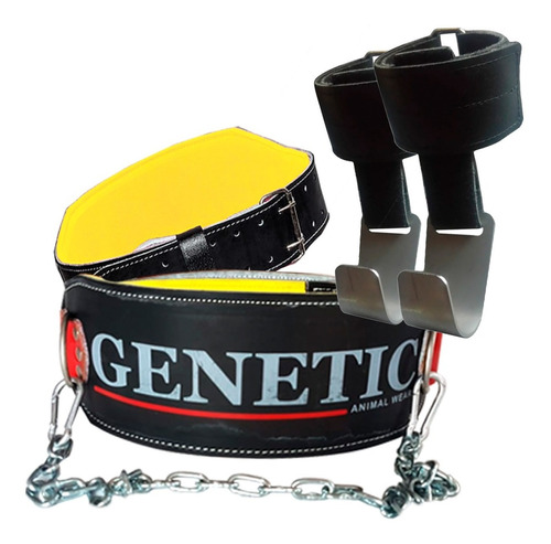 Cinturon Reforzado Con Cadena + Gancho Potencia Genetic Pro