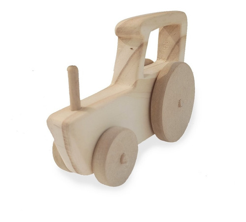 Tractor Con Ventana Juguete De Madera Niños Set X 25- Bc Tractor Marrón Claro
