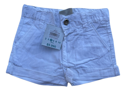 Short Niña Color Blanco Marca 4kids Liquidacion