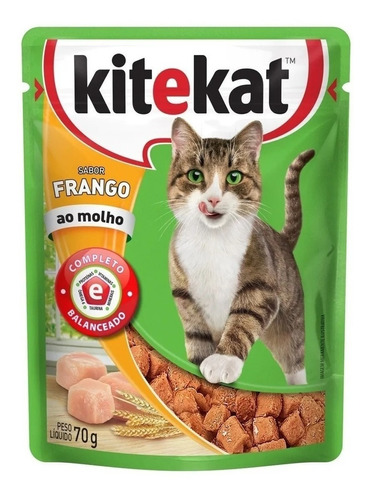 Alimento Kitekat para gato adulto sabor frango ao molho em saco de 70g