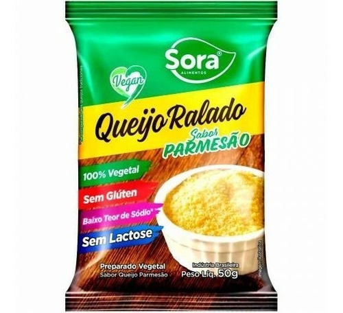 Queijo Ralado Parmesão Vegetal Sem Lactose Vegano Sora 50g