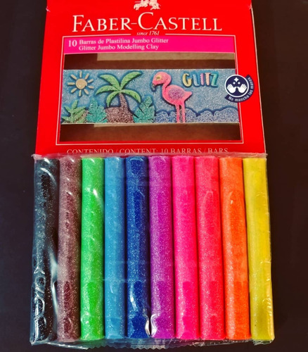 Plasticina/plastilina Faber-castell Jumbo Glitter 10unid