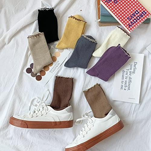 8 Pares De Calcetines De Algodón De Tamaño Redondo Para Muje