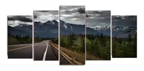Comprar Quadro Decoração Casa Sala 5 Partes Montanhas Estrada Top