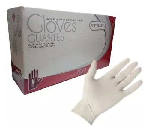 Caja 100 Guantes De Latex Hipoalergenico Stylus Talla M