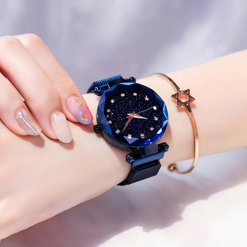 Reloj de pulsera magnético azul Strass Staruniverse