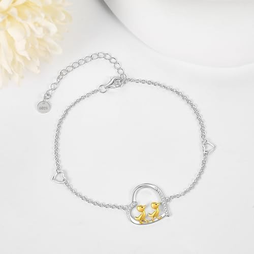 Jerwli Pulsera De Pato De Plata De Ley Con Eslabones De Pato