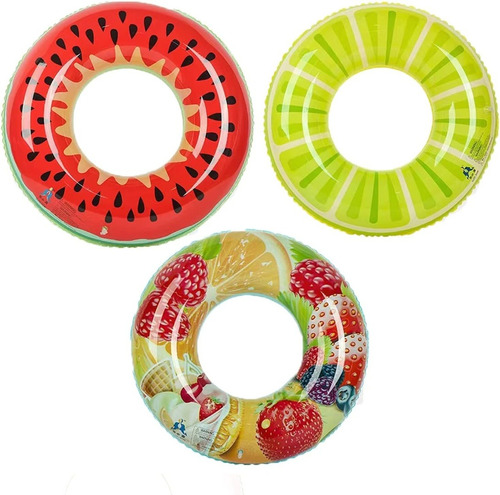 Aro Inflable De Frutas 90cm Flotador Salvavidas Redondo