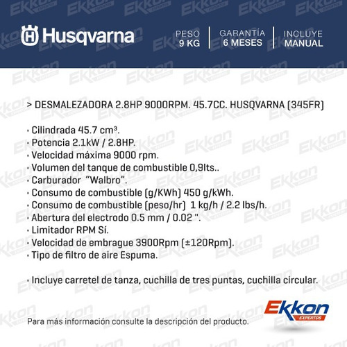 Imagen 2 de 8 de Desmalezadora Husqvarna 45.7 Cc Motoguadaña Bordeadora 345f
