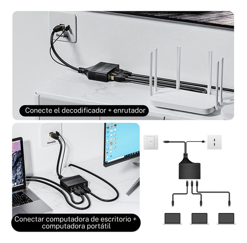 Distribuidor Gigabit Ethernet 1 Punto 3 Sim Rj45 Macho
