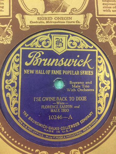 Florence Easton Disco De Pasta Brunswick 10246 78 Rpm Clasic