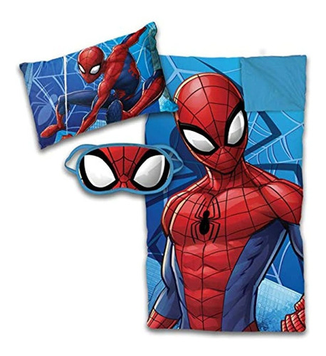 Bolsa De Dormir +funda Spidermancon 3 Piezas De Pijama