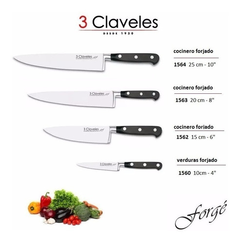 3 Claveles Forgé 1563 Cuchillo cocinero
