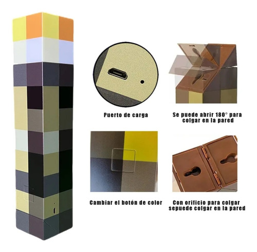 lampara minecraft Luz De Noche Lampara De Antorcha Decorativo Juguete lampara de escritorio led lampara led recargable