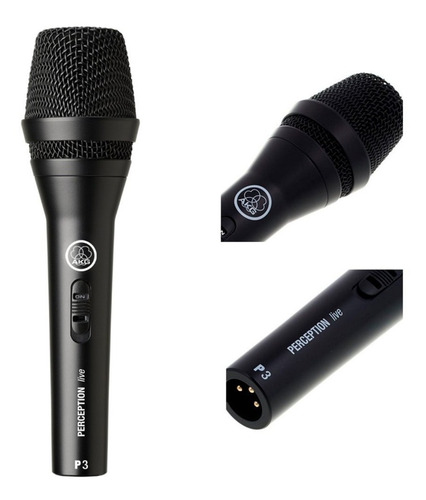Microfone AKG P3 S dinâmico cardióide preto