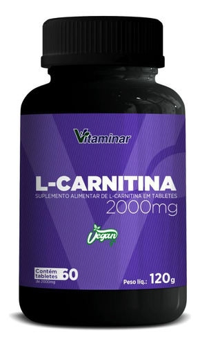 L-carnitina 2000mg Vegana 01 Grama Por Tablet Nf-e 60caps