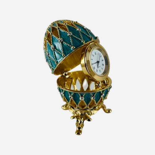 Huevo Fabergé Con Reloj Color Turquesa Sn Petersburgo/rusia